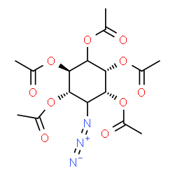ChemSpider 2D Image | (1R,2R,4R,5S)-6-Azido-1,2,3,4,5-cyclohexanepentayl pentaacetate | C16H21N3O10