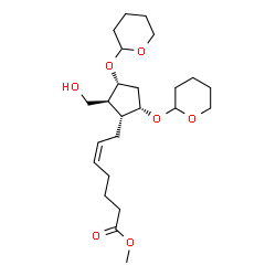 ChemSpider 2D Image | Methyl (5Z)-7-[(1R,2S,3R,5S)-2-(hydroxymethyl)-3,5-bis(tetrahydro-2H-pyran-2-yloxy)cyclopentyl]-5-heptenoate | C24H40O7