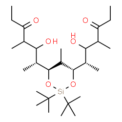 ChemSpider 2D Image | (6R,6'S)-6,6'-[(4S,6S)-5-Methyl-2,2-bis(2-methyl-2-propanyl)-1,3,2-dioxasilinane-4,6-diyl]bis(5-hydroxy-4-methyl-3-heptanone) | C28H54O6Si