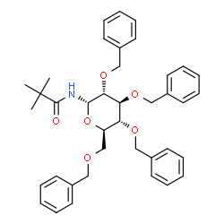ChemSpider 2D Image | 2,3,4,6-Tetra-O-benzyl-N-(2,2-dimethylpropanoyl)-alpha-D-glucopyranosylamine | C39H45NO6