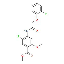 ChemSpider 2D Image | Methyl 5-chloro-4-{[(2-chlorophenoxy)acetyl]amino}-2-methoxybenzoate | C17H15Cl2NO5