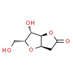 ChemSpider 2D Image | (3aR,5R,6S,6aR)-6-Hydroxy-5-(hydroxymethyl)tetrahydrofuro[3,2-b]furan-2(3H)-one | C7H10O5