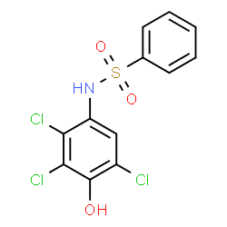 ChemSpider 2D Image | N-(2,3,5-Trichloro-4-hydroxyphenyl)benzenesulfonamide | C12H8Cl3NO3S