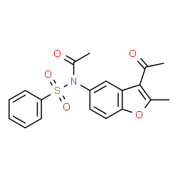 ChemSpider 2D Image | N-(3-acetyl-2-methyl-benzofuran-5-yl)-N-(benzenesulfonyl)acetamide | C19H17NO5S