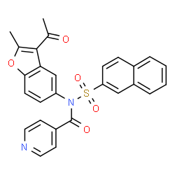 ChemSpider 2D Image | N-(3-Acetyl-2-methyl-1-benzofuran-5-yl)-N-(2-naphthylsulfonyl)isonicotinamide | C27H20N2O5S