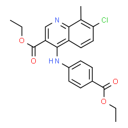ChemSpider 2D Image | ethyl 7-chloro-4-{[4-(ethoxycarbonyl)phenyl]amino}-8-methylquinoline-3-carboxylate | C22H21ClN2O4