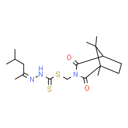 ChemSpider 2D Image | (1,8,8-Trimethyl-2,4-dioxo-3-azabicyclo[3.2.1]oct-3-yl)methyl (2Z)-2-(4-methyl-2-pentanylidene)hydrazinecarbodithioate | C18H29N3O2S2