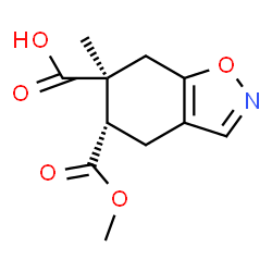 ChemSpider 2D Image | (5S,6S)-5-(Methoxycarbonyl)-6-methyl-4,5,6,7-tetrahydro-1,2-benzoxazole-6-carboxylic acid | C11H13NO5