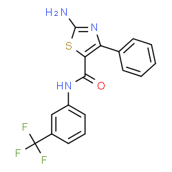 ChemSpider 2D Image | 5-thiazolecarboxamide, 2-amino-4-phenyl-N-[3-(trifluoromethyl)phenyl]- | C17H12F3N3OS