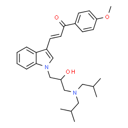 ChemSpider 2D Image | (2E)-3-{1-[3-(Diisobutylamino)-2-hydroxypropyl]-1H-indol-3-yl}-1-(4-methoxyphenyl)-2-propen-1-one | C29H38N2O3