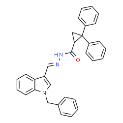 ChemSpider 2D Image | N'-[(E)-(1-Benzyl-1H-indol-3-yl)methylene]-2,2-diphenylcyclopropanecarbohydrazide | C32H27N3O