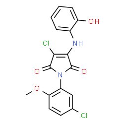ChemSpider 2D Image | 3-Chloro-1-(5-chloro-2-methoxyphenyl)-4-[(2-hydroxyphenyl)amino]-1H-pyrrole-2,5-dione | C17H12Cl2N2O4
