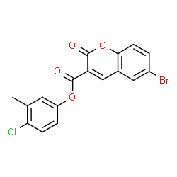 ChemSpider 2D Image | 4-Chloro-3-methylphenyl 6-bromo-2-oxo-2H-chromene-3-carboxylate | C17H10BrClO4