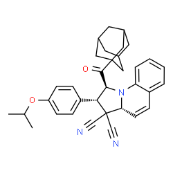ChemSpider 2D Image | (1S,2S,3aR)-1-(Adamantan-1-ylcarbonyl)-2-(4-isopropoxyphenyl)-1,2-dihydropyrrolo[1,2-a]quinoline-3,3(3aH)-dicarbonitrile | C34H35N3O2