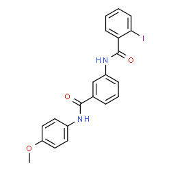 ChemSpider 2D Image | 2-Iodo-N-{3-[(4-methoxyphenyl)carbamoyl]phenyl}benzamide | C21H17IN2O3