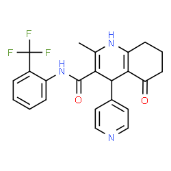 ChemSpider 2D Image | 2-Methyl-5-oxo-4-(4-pyridinyl)-N-[2-(trifluoromethyl)phenyl]-1,4,5,6,7,8-hexahydro-3-quinolinecarboxamide | C23H20F3N3O2