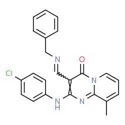 ChemSpider 2D Image | 3-[(E)-benzyliminomethyl]-2-(4-chloroanilino)-9-methyl-pyrido[1,2-a]pyrimidin-4-one | C23H19ClN4O