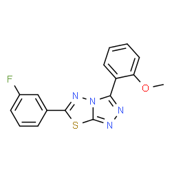 ChemSpider 2D Image | 6-(3-Fluorophenyl)-3-(2-methoxyphenyl)[1,2,4]triazolo[3,4-b][1,3,4]thiadiazole | C16H11FN4OS