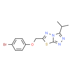 ChemSpider 2D Image | 6-[(4-Bromophenoxy)methyl]-3-isopropyl[1,2,4]triazolo[3,4-b][1,3,4]thiadiazole | C13H13BrN4OS