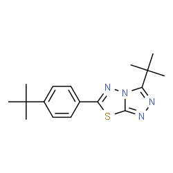 ChemSpider 2D Image | 3-(2-Methyl-2-propanyl)-6-[4-(2-methyl-2-propanyl)phenyl][1,2,4]triazolo[3,4-b][1,3,4]thiadiazole | C17H22N4S