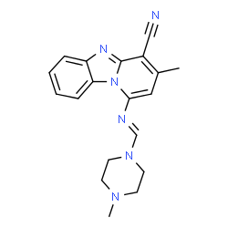 ChemSpider 2D Image | 3-Methyl-1-{(E)-[(4-methyl-1-piperazinyl)methylene]amino}pyrido[1,2-a]benzimidazole-4-carbonitrile | C19H20N6