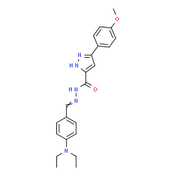 ChemSpider 2D Image | N'-[4-(diethylamino)benzylidene]-3-(4-methoxyphenyl)-1H-pyrazole-5-carbohydrazide | C22H25N5O2