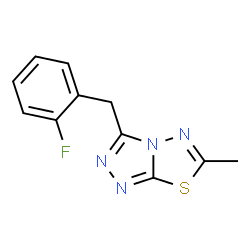 ChemSpider 2D Image | 3-(2-Fluorobenzyl)-6-methyl[1,2,4]triazolo[3,4-b][1,3,4]thiadiazole | C11H9FN4S