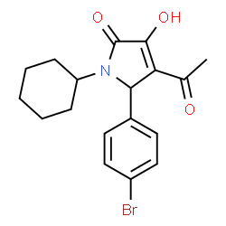 ChemSpider 2D Image | 4-Acetyl-5-(4-bromophenyl)-1-cyclohexyl-3-hydroxy-1,5-dihydro-2H-pyrrol-2-one | C18H20BrNO3