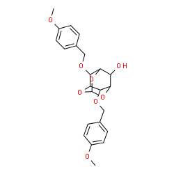 ChemSpider 2D Image | 8,9-Bis[(4-methoxybenzyl)oxy]-2,4,10-trioxatricyclo[3.3.1.1~3,7~]decan-6-ol | C23H26O8
