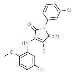 ChemSpider 2D Image | 3-Chloro-4-[(5-chloro-2-methoxyphenyl)amino]-1-(3-chlorophenyl)-1H-pyrrole-2,5-dione | C17H11Cl3N2O3