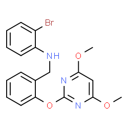 ChemSpider 2D Image | 2-Bromo-N-{2-[(4,6-dimethoxy-2-pyrimidinyl)oxy]benzyl}aniline | C19H18BrN3O3