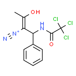 ChemSpider 2D Image | (2E)-3-Hydroxy-1-phenyl-1-[(trichloroacetyl)amino]-2-butene-2-diazonium | C12H11Cl3N3O2