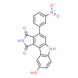 ChemSpider 2D Image | 9-Hydroxy-4-(3-nitrophenyl)pyrrolo[3,4-c]carbazole-1,3(2H,6H)-dione | C20H11N3O5