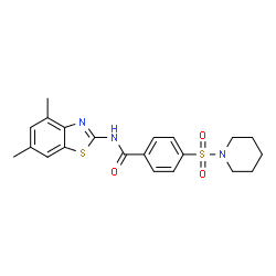 ChemSpider 2D Image | N-(4,6-dimethyl-1,3-benzothiazol-2-yl)-4-(1-piperidylsulfonyl)benzamide | C21H23N3O3S2