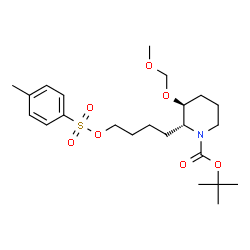 ChemSpider 2D Image | 2-Methyl-2-propanyl (2R,3S)-3-(methoxymethoxy)-2-(4-{[(4-methylphenyl)sulfonyl]oxy}butyl)-1-piperidinecarboxylate | C23H37NO7S