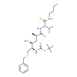 ChemSpider 2D Image | 2-Methyl-2-propanyl [(2R,3S,5R)-1-(benzylsulfanyl)-6-{[(2S)-1-(butylamino)-3-methyl-1-oxo-2-butanyl]amino}-3-hydroxy-5-methyl-6-oxo-2-hexanyl]carbamate | C28H47N3O5S