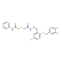 ChemSpider 2D Image | 2-({2-[(2Z)-2-{5-Chloro-2-[(3,4-difluorobenzyl)oxy]benzylidene}hydrazino]-2-oxoethyl}sulfanyl)-N-phenylacetamide | C24H20ClF2N3O3S