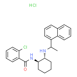 ChemSpider 2D Image | 2-Chloro-N-[(1R,2R)-2-{[1-(1-naphthyl)ethyl]amino}cyclohexyl]benzamide hydrochloride (1:1) | C25H28Cl2N2O