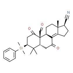 ChemSpider 2D Image | (3beta,5beta,17beta)-3-[Dimethyl(phenyl)silyl]-4,4-dimethyl-1,7,19-trioxoandrost-8(14)-ene-17-carbonitrile | C30H37NO3Si