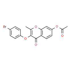 ChemSpider 2D Image | 3-(4-Bromophenoxy)-2-methyl-4-oxo-4H-chromen-7-yl acetate | C18H13BrO5