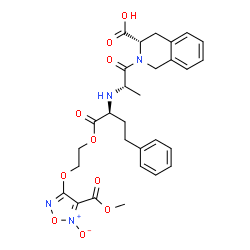 ChemSpider 2D Image | (3S)-2-{N-[(2S)-1-(2-{[4-(Methoxycarbonyl)-5-oxido-1,2,5-oxadiazol-3-yl]oxy}ethoxy)-1-oxo-4-phenyl-2-butanyl]-L-alanyl}-1,2,3,4-tetrahydro-3-isoquinolinecarboxylic acid | C29H32N4O10