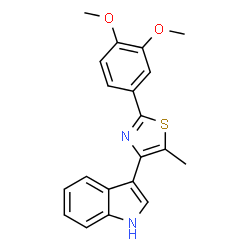 ChemSpider 2D Image | 1H-indole, 3-[2-(3,4-dimethoxyphenyl)-5-methyl-4-thiazolyl]- | C20H18N2O2S