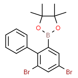 ChemSpider 2D Image | 2-(4,6-Dibromo-2-biphenylyl)-4,4,5,5-tetramethyl-1,3,2-dioxaborolane | C18H19BBr2O2