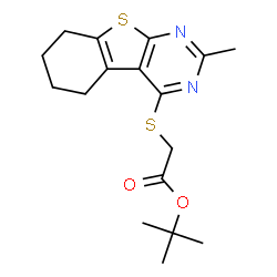 ChemSpider 2D Image | tert-Butyl [(2-methyl-5,6,7,8-tetrahydro[1]benzothieno[2,3-d]pyrimidin-4-yl)sulfanyl]acetate | C17H22N2O2S2