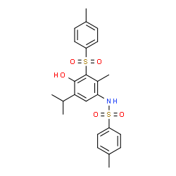 ChemSpider 2D Image | N-{4-Hydroxy-5-isopropyl-2-methyl-3-[(4-methylphenyl)sulfonyl]phenyl}-4-methylbenzenesulfonamide | C24H27NO5S2