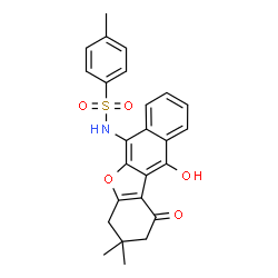 ChemSpider 2D Image | N-(11-hydroxy-3,3-dimethyl-1-oxo-1,2,3,4-tetrahydrobenzo[b]naphtho[2,3-d]furan-6-yl)-4-methylbenzenesulfonamide | C25H23NO5S