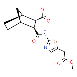 ChemSpider 2D Image | (1S,2S,3S,4S)-3-{[5-(2-Methoxy-2-oxoethyl)-1,3-thiazol-2-yl]carbamoyl}bicyclo[2.2.1]heptane-2-carboxylate | C15H17N2O5S