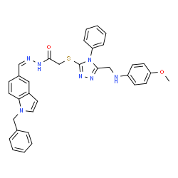 ChemSpider 2D Image | N'-[(Z)-(1-Benzyl-1H-indol-5-yl)methylene]-2-[(5-{[(4-methoxyphenyl)amino]methyl}-4-phenyl-4H-1,2,4-triazol-3-yl)sulfanyl]acetohydrazide | C34H31N7O2S