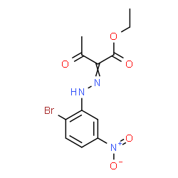 ChemSpider 2D Image | Ethyl 2-[(2-bromo-5-nitrophenyl)hydrazono]-3-oxobutanoate | C12H12BrN3O5