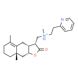 ChemSpider 2D Image | N-{[(3R,3aR,8aS,9aR)-5,8a-Dimethyl-2-oxo-2,3,3a,4,6,7,8,8a,9,9a-decahydronaphtho[2,3-b]furan-3-yl]methyl}-N-methyl-2-(2-pyridinyl)ethanaminium | C23H33N2O2